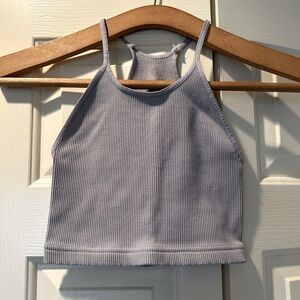 Free People Intimates Gray Ribbed Crop Tank